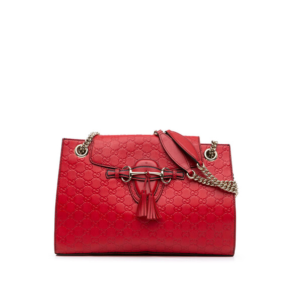 Auth Gucci Large Guccissima Emily Red #158834G73B - Picture 1 of 10